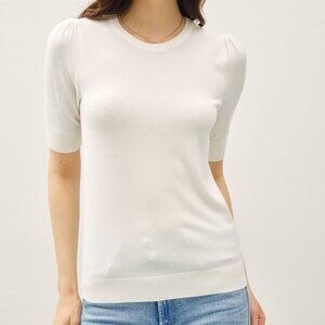 Women's Ivory Short Sleeve Knit Top Be Cool Size Large NWT